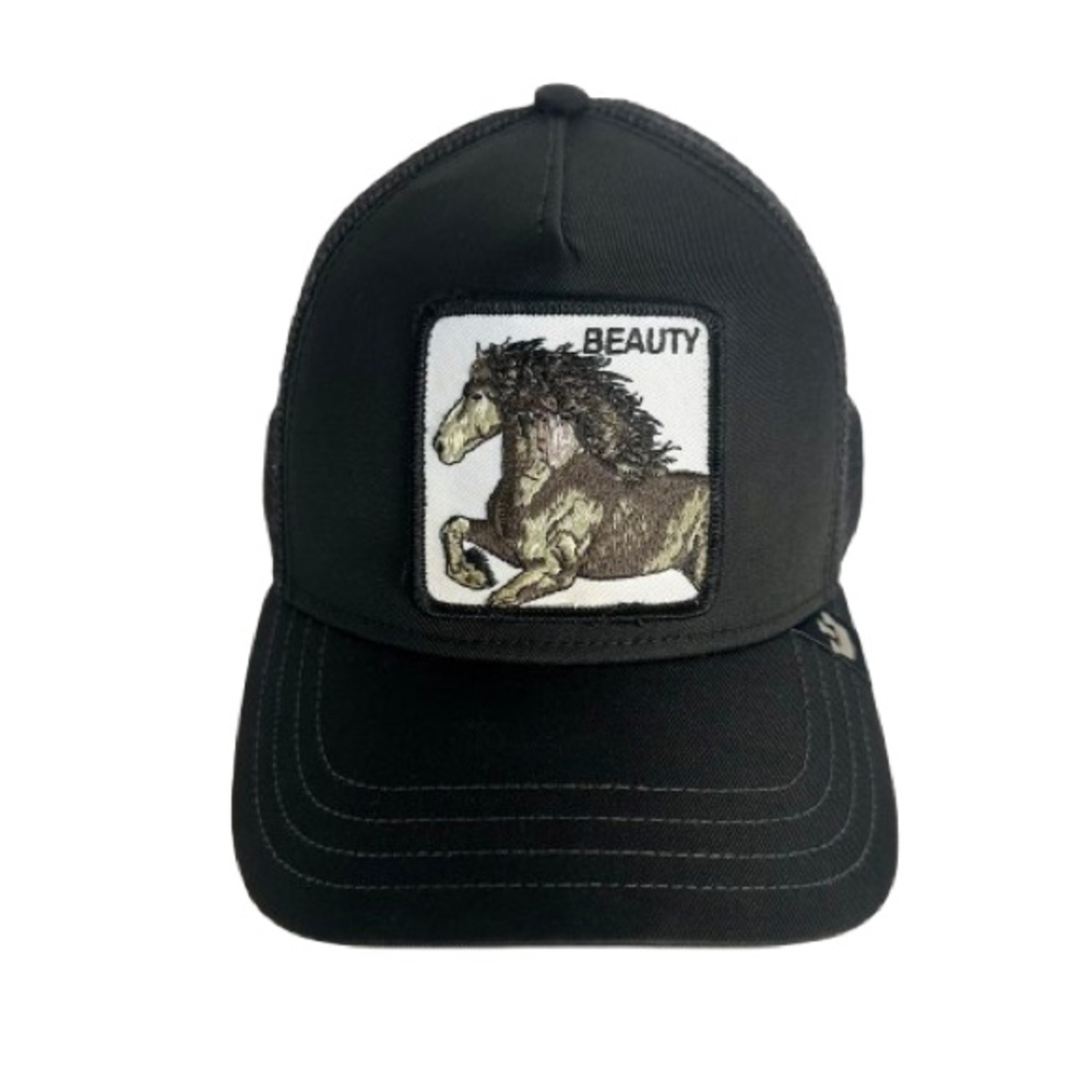 Goorin Bros Beauty Horse Patch Trucker Hat Black Adjustable Cap One Size